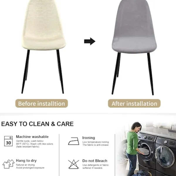 Stolar>Skandinaviska stolsöverdrag i sammet, set med 4 stretchiga stolsöverdrag för matstolar