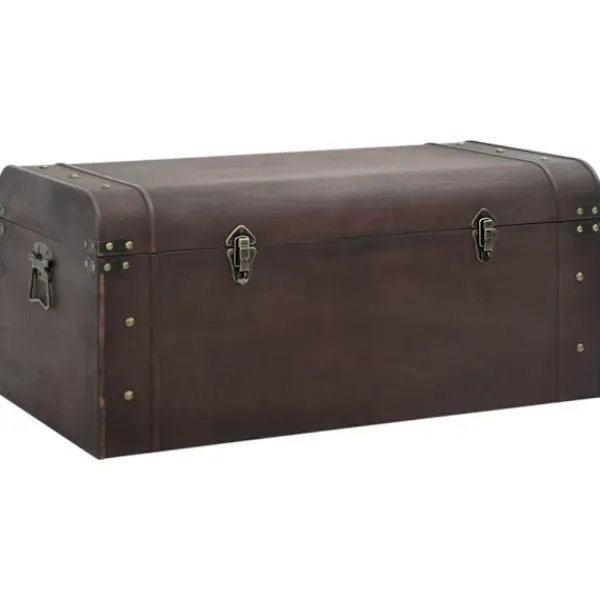 vidaXL Kistor & Koffertar>Skattkista med spärrar mörkbrun 90x50x39,5 cm plywood