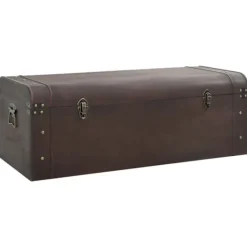vidaXL Kistor & Koffertar>Skattkista med spärrar mörkbrun 110x50x39,5 cm plywood