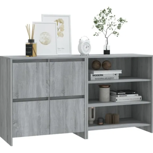 vidaXL Sideboards>Skänk 2 delar grå sonoma-ek konstruerat trä