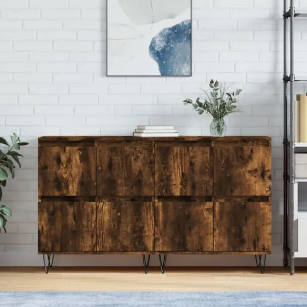 vidaXL Sideboards>Skänk 2 delar rökfärgad ek konstruerat trä