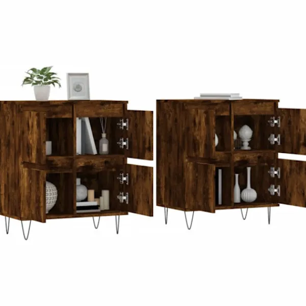 vidaXL Sideboards>Skänk 2 delar rökfärgad ek konstruerat trä