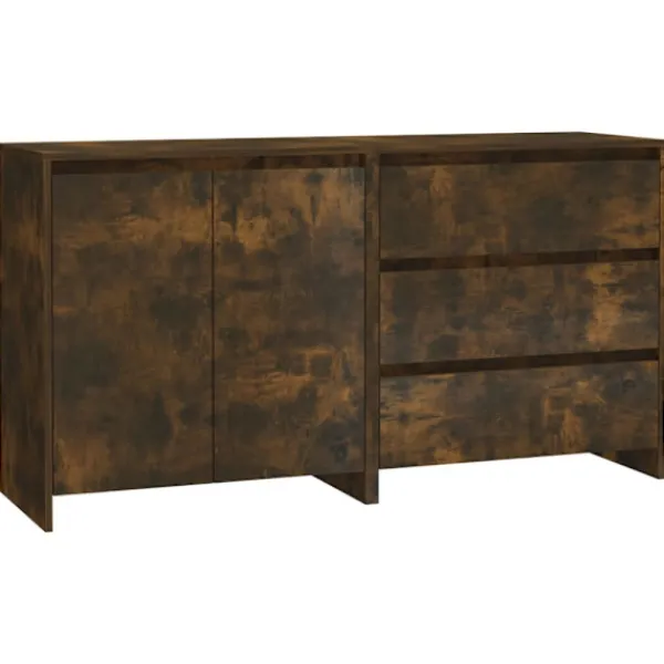 vidaXL Sideboards>Skänk 2 delar rökfärgad ek konstruerat trä