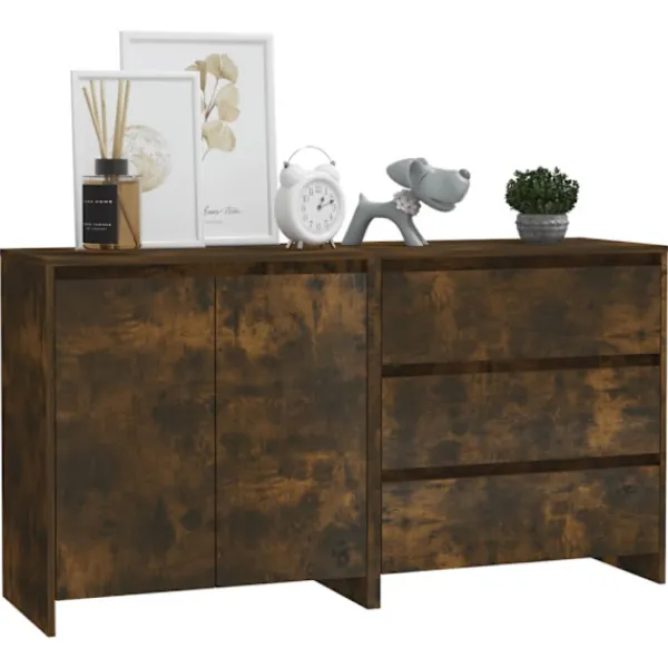 vidaXL Sideboards>Skänk 2 delar rökfärgad ek konstruerat trä