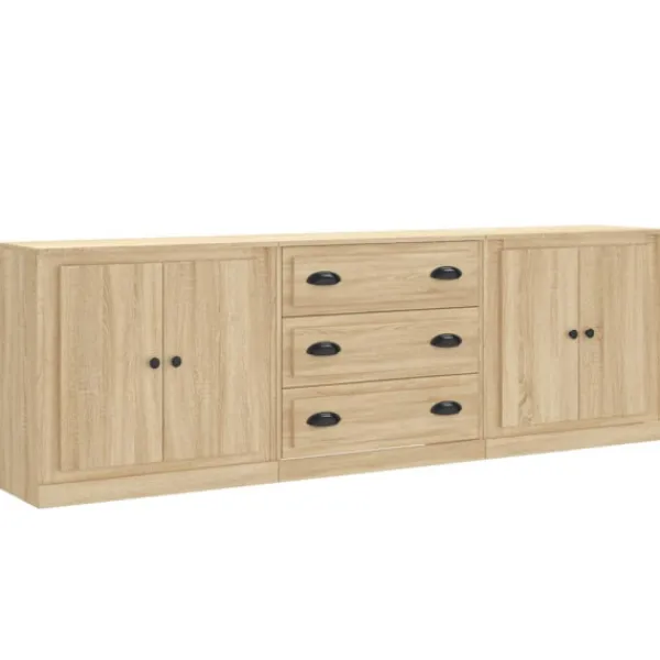 vidaXL Sideboards>Skänk 3 delar Sonoma ek konstruerat trä