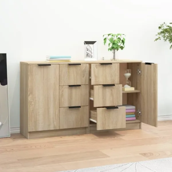 vidaXL Sideboards>Skänk 2 delar sonoma-ek 60x30x70 cm konstruerat trä