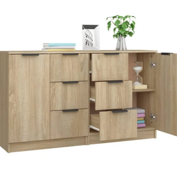vidaXL Sideboards>Skänk 2 delar sonoma-ek 60x30x70 cm konstruerat trä