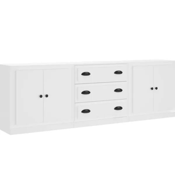vidaXL Sideboards>Skänk 3 delar Vit konstruerat trä