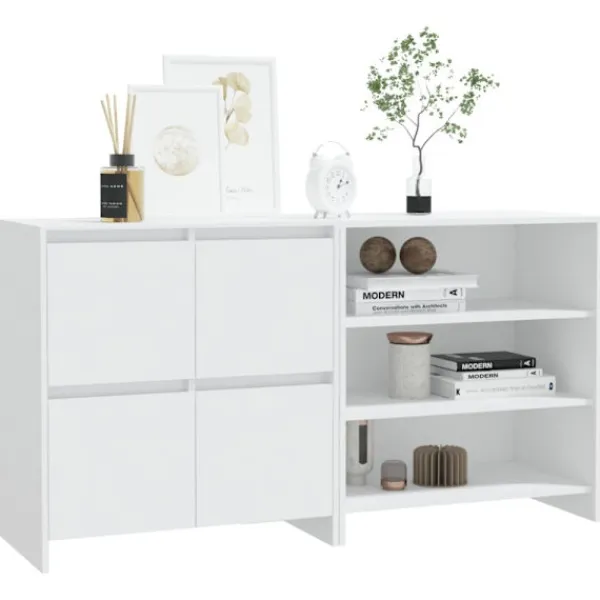 vidaXL Sideboards>Skänk 2 delar vit konstruerat trä
