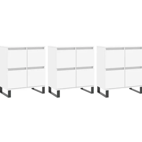 vidaXL Sideboards>Skänk 3 delar Vit konstruerat trä