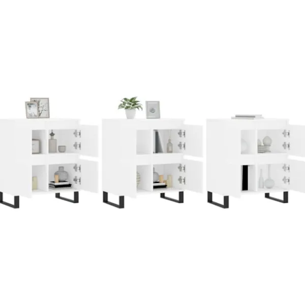 vidaXL Sideboards>Skänk 3 delar Vit konstruerat trä