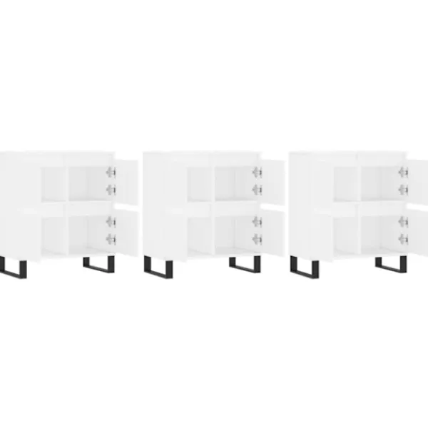 vidaXL Sideboards>Skänk 3 delar Vit konstruerat trä