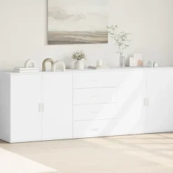 vidaXL Sideboards>Skänk 3 delar Vit konstruerat trä