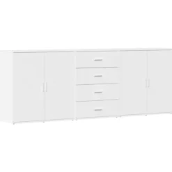 vidaXL Sideboards>Skänk 3 delar Vit konstruerat trä