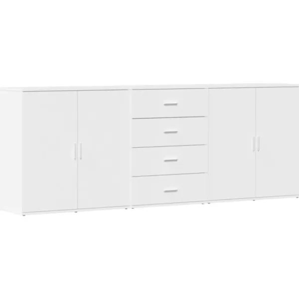 vidaXL Sideboards>Skänk 3 delar Vit konstruerat trä