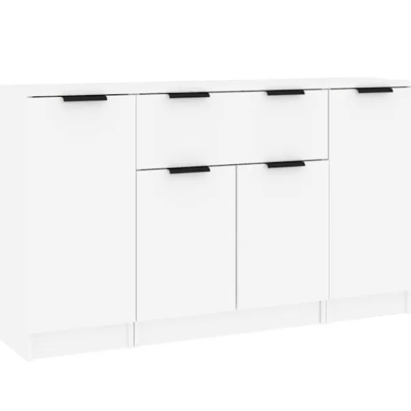 vidaXL Sideboards>Skänk 3 delar Vit konstruerat trä