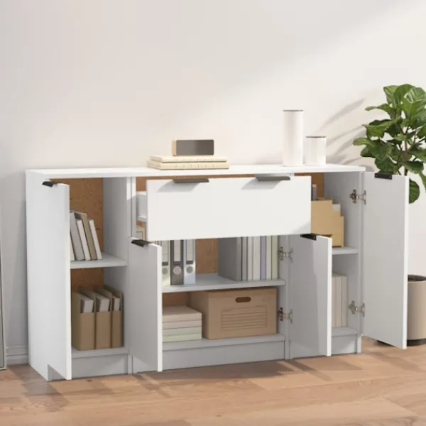 vidaXL Sideboards>Skänk 3 delar Vit konstruerat trä
