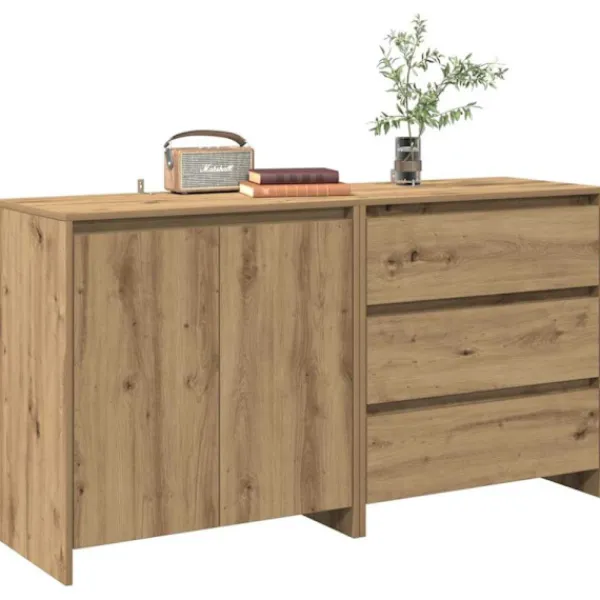 vidaXL Sideboards>Skänk 2 st artisan ek konstruerat trä