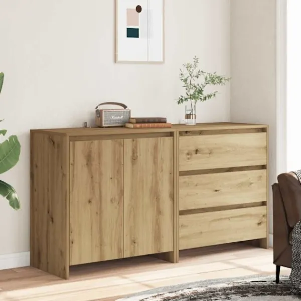 vidaXL Sideboards>Skänk 2 st artisan ek konstruerat trä