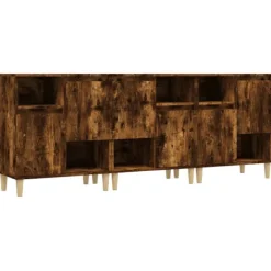 vidaXL Sideboards>Skänk 3 st rökfärgad ek 60x35x70 cm konstruerat trä