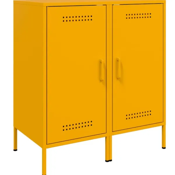 vidaXL Skåp>Skänk 2 st senapsgul 36x39x79 cm kallvalsat stål
