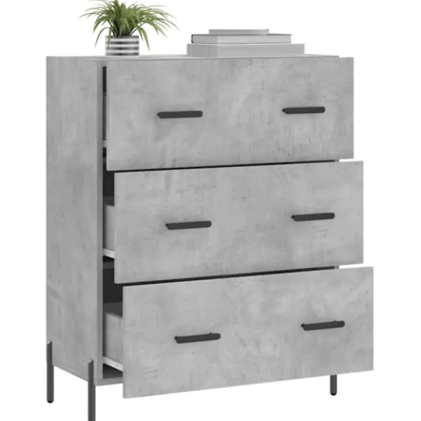 vidaXL Byråer>Skänk betonggrå 69,5x34x90 cm konstruerat trä