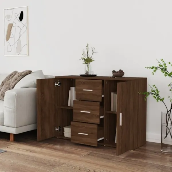vidaXL Sideboards>Skänk brun ek 91x29,5x65 cm konstruerat trä