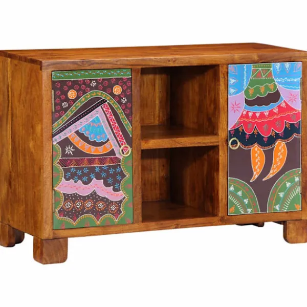 vidaXL Sideboards>Skänk flerfärgad 90x35x60 massivt trä akacia