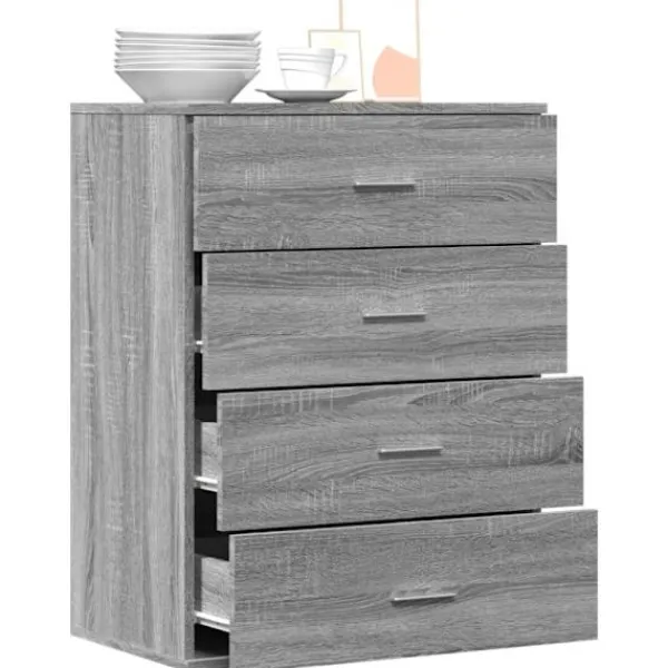 vidaXL Byråer>Skänk grå sonoma 60x39x80 cm konstruerat trä
