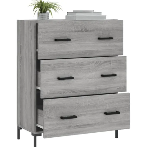 vidaXL Byråer>Skänk grå sonoma 69,5x34x90 cm konstruerat trä