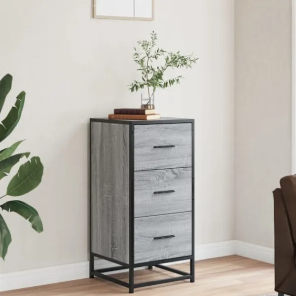 vidaXL Byråer>Skänk grå sonoma 35,5x35x76 cm konstruerat trä och metall