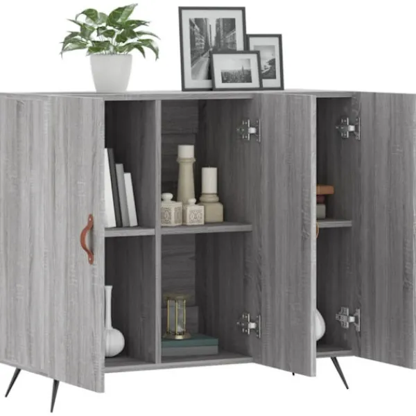 vidaXL Sideboards>Skänk grå sonoma 90x34x80 cm konstruerat trä
