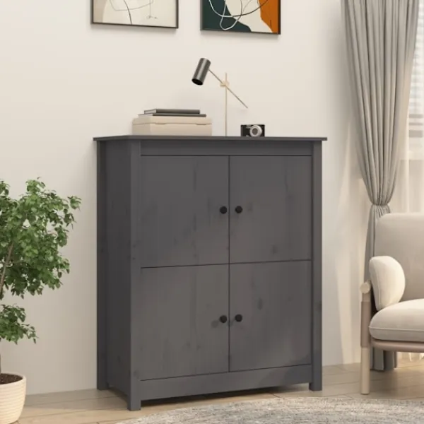 vidaXL Sideboards>Skänk grå 83x41,5x100 cm massiv furu