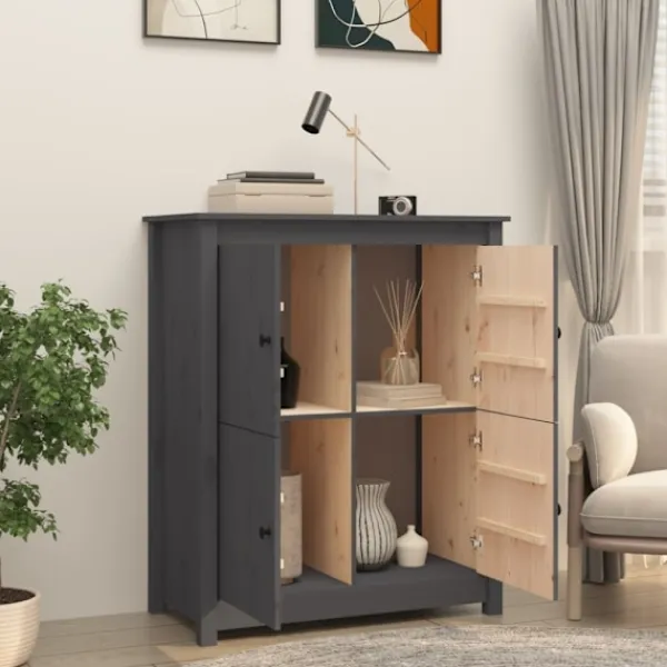 vidaXL Sideboards>Skänk grå 83x41,5x100 cm massiv furu