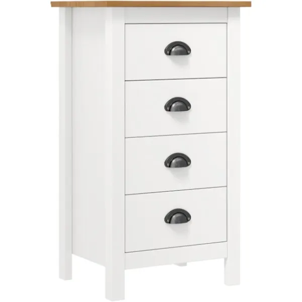 vidaXL Byråer>Skänk Hill vit 46x35x80 cm massiv furu