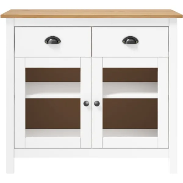 vidaXL Sideboards>Skänk Hill vit 90x40x80 cm massiv furu