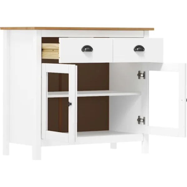 vidaXL Sideboards>Skänk Hill vit 90x40x80 cm massiv furu