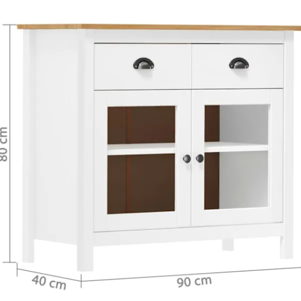 vidaXL Sideboards>Skänk Hill vit 90x40x80 cm massiv furu