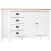 vidaXL Sideboards>Skänk Hill vit 130x40x80 cm massiv furu