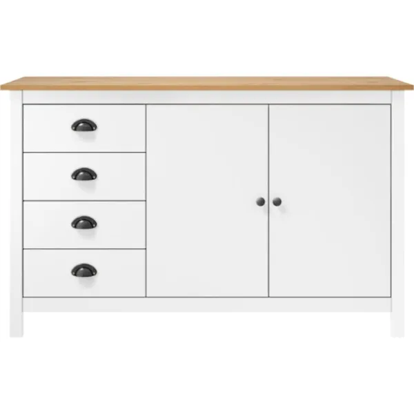 vidaXL Sideboards>Skänk Hill vit 130x40x80 cm massiv furu