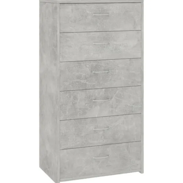 vidaXL Byråer>Skänk med 6 lådor betonggrå 50x34x96 cm konstruerat trä