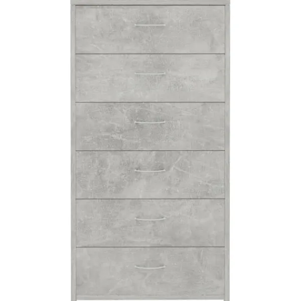 vidaXL Byråer>Skänk med 6 lådor betonggrå 50x34x96 cm konstruerat trä