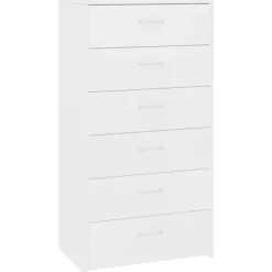 vidaXL Byråer>Skänk med 6 lådor vit 50x34x96 cm konstruerat trä