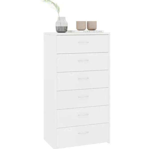 vidaXL Byråer>Skänk med 6 lådor vit 50x34x96 cm konstruerat trä