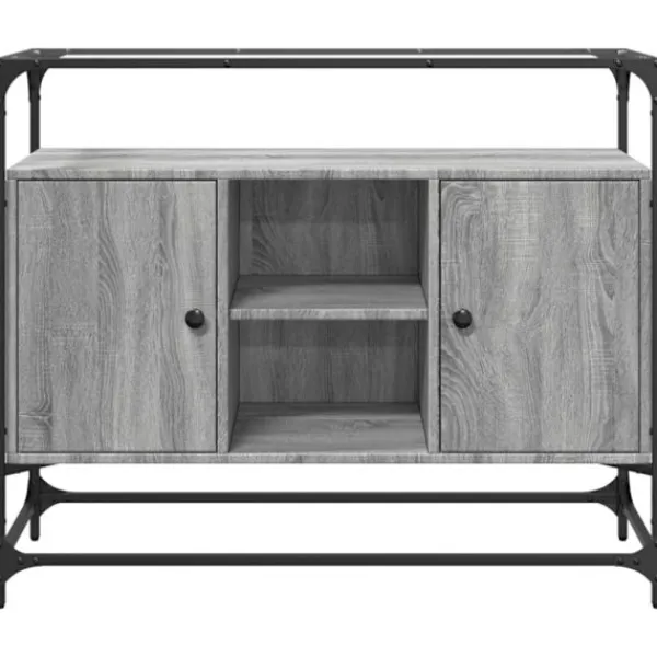 vidaXL Sideboards>Skänk med glasskiva grå sonoma 98x35x81 cm konstruerat trä
