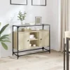 vidaXL Sideboards>Skänk med glasskiva sonoma-ek 98x35x81 cm konstruerat trä
