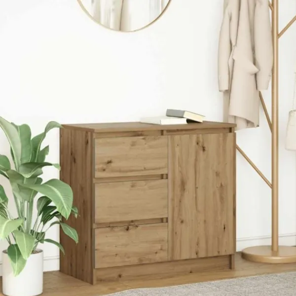 vidaXL Sideboards>Skänk med låda Artisan ek 71x35x65 cm konstruerat trä