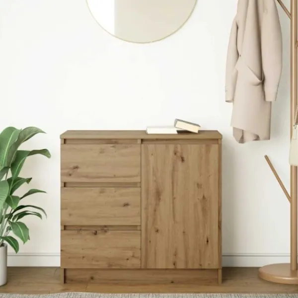 vidaXL Sideboards>Skänk med låda Artisan ek 71x35x65 cm konstruerat trä