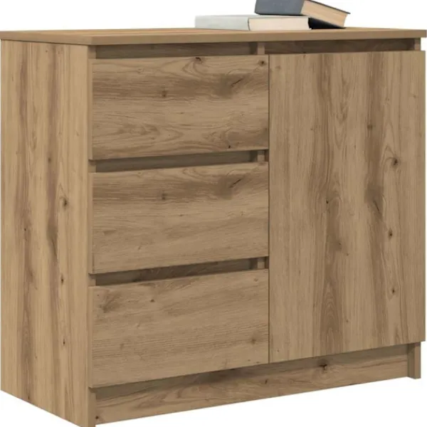 vidaXL Sideboards>Skänk med låda Artisan ek 71x35x65 cm konstruerat trä