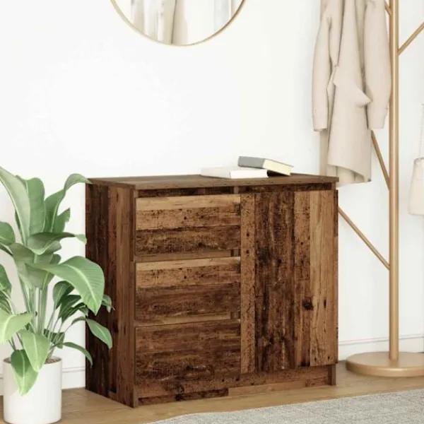 vidaXL Byråer>Skänk med låda gammalt trä 71x35x65 cm konstruerat trä